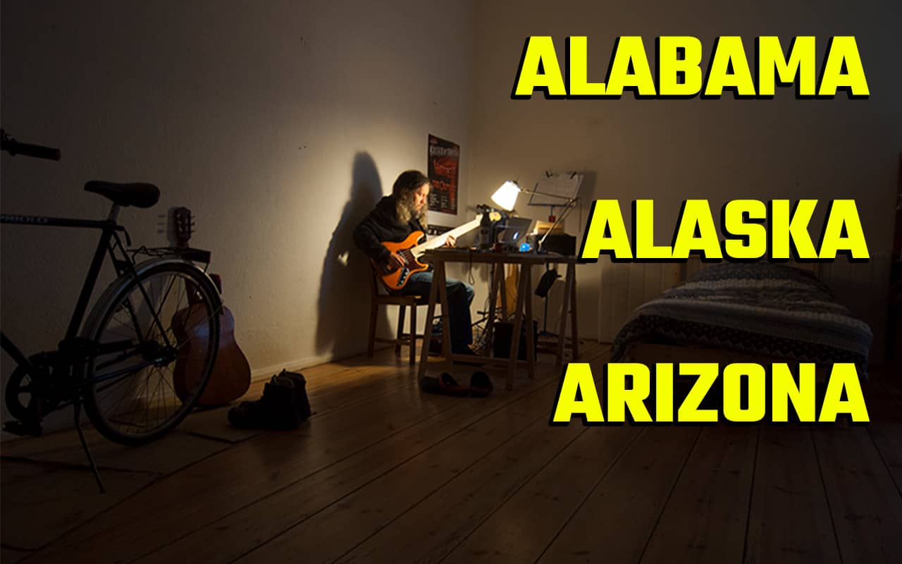 Memory Palace example for memorizing the US states alphabetically