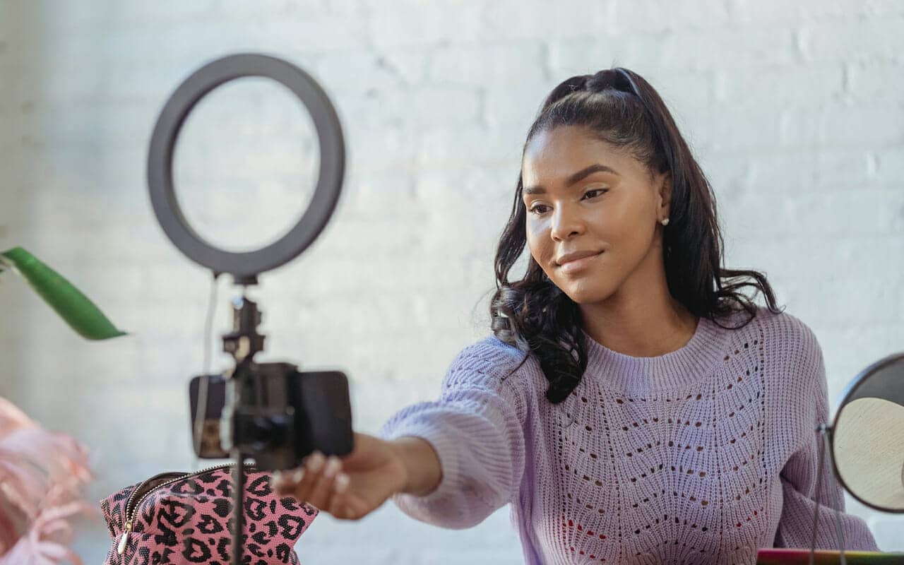 a woman are recording herself