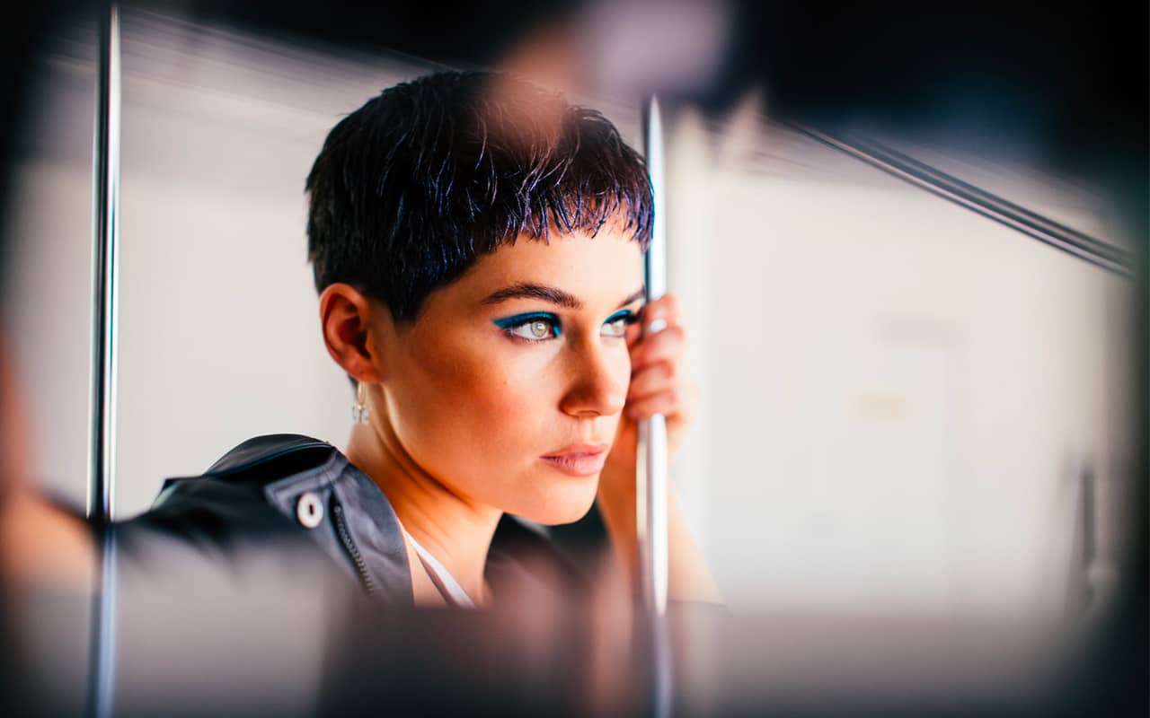 a woman is looking and thinking something