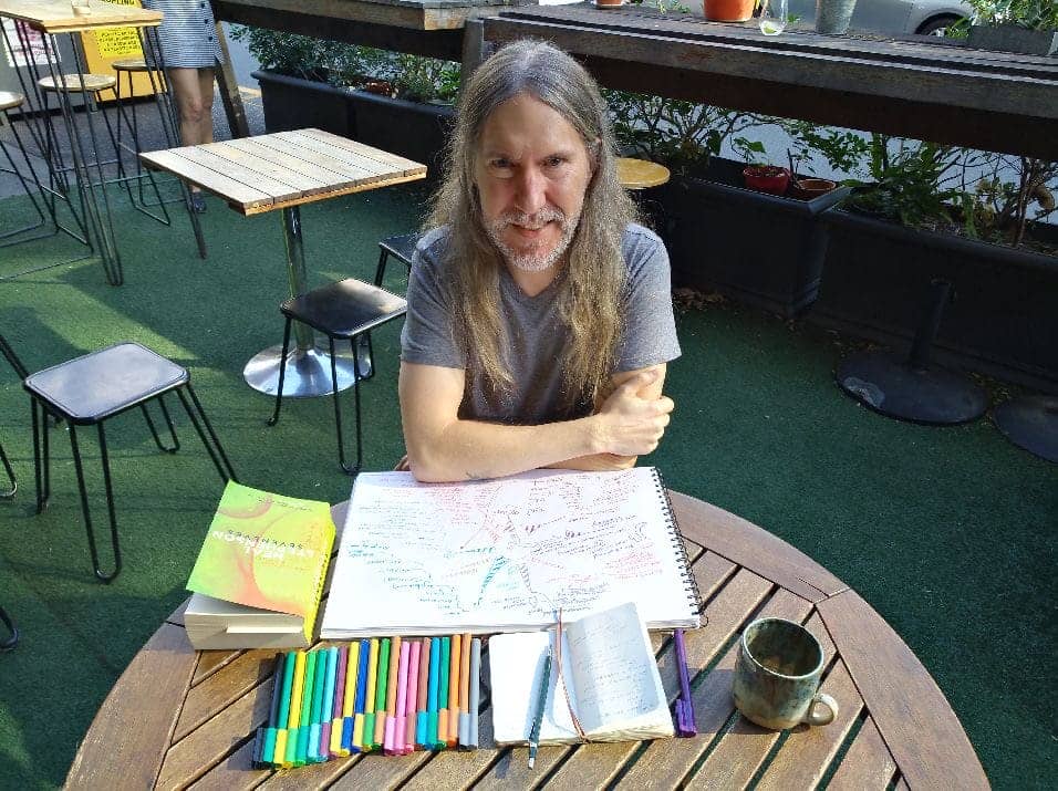 Anthony Metivier creating a mind map for reflecting on the next steps in his business