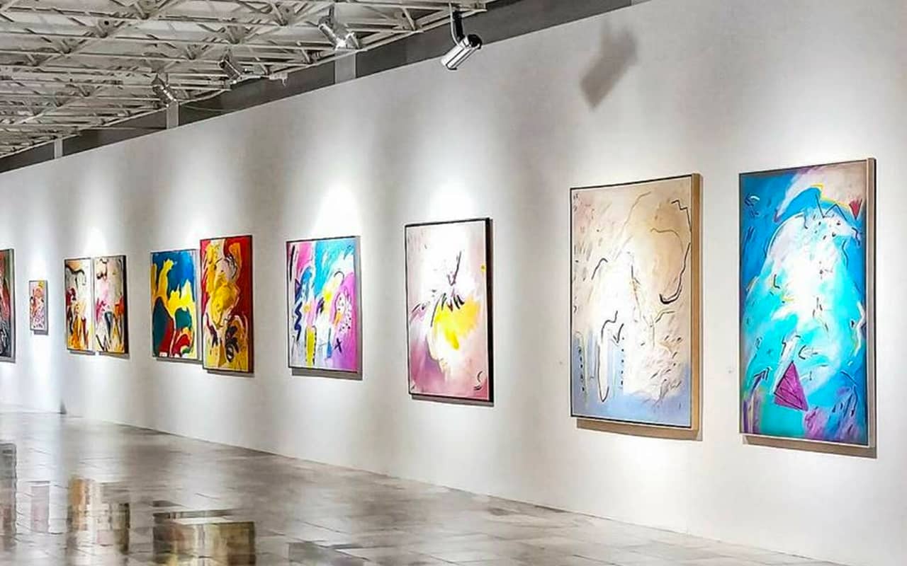 paintings in an art gallery