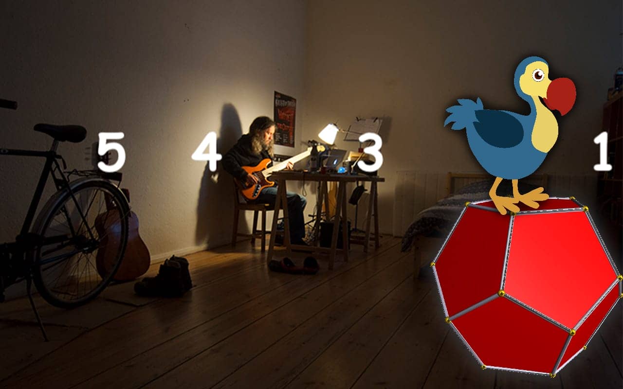 Example of a mnemonic image for dodecahedron in a math Memory Palace