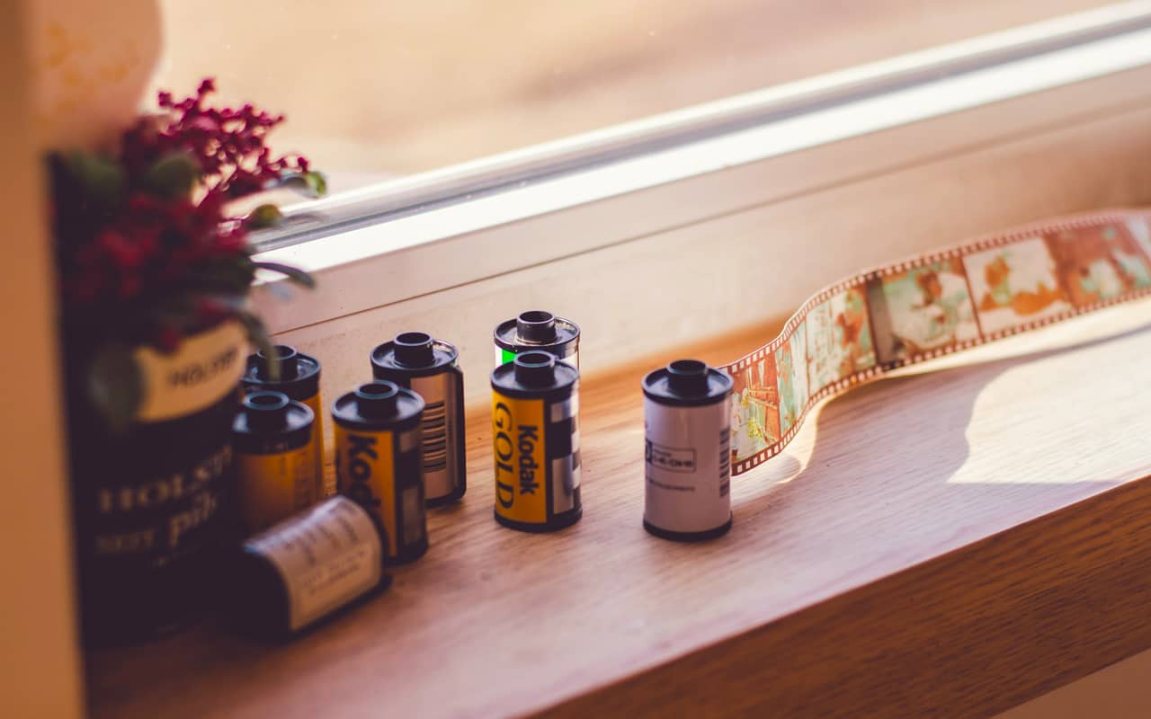 film rolls on a desk
