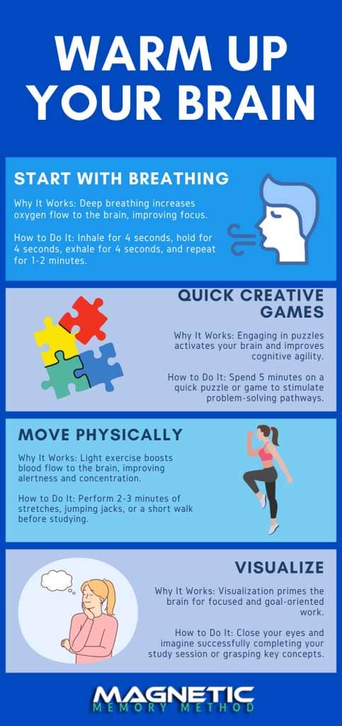 How to warm up your brain infographic by Anthony Metivier