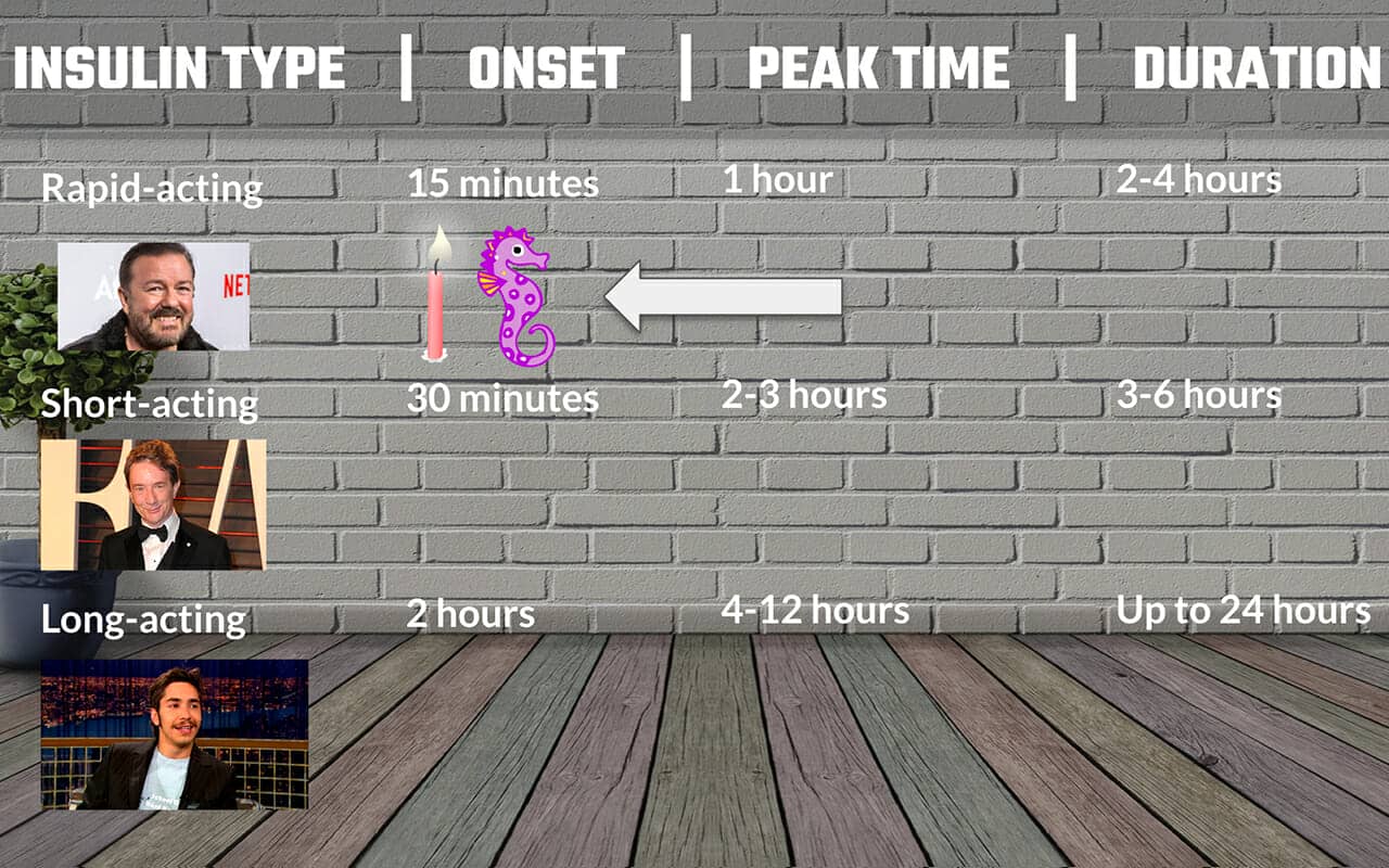 Number shape system mnemonic example for the insulin onset time rule