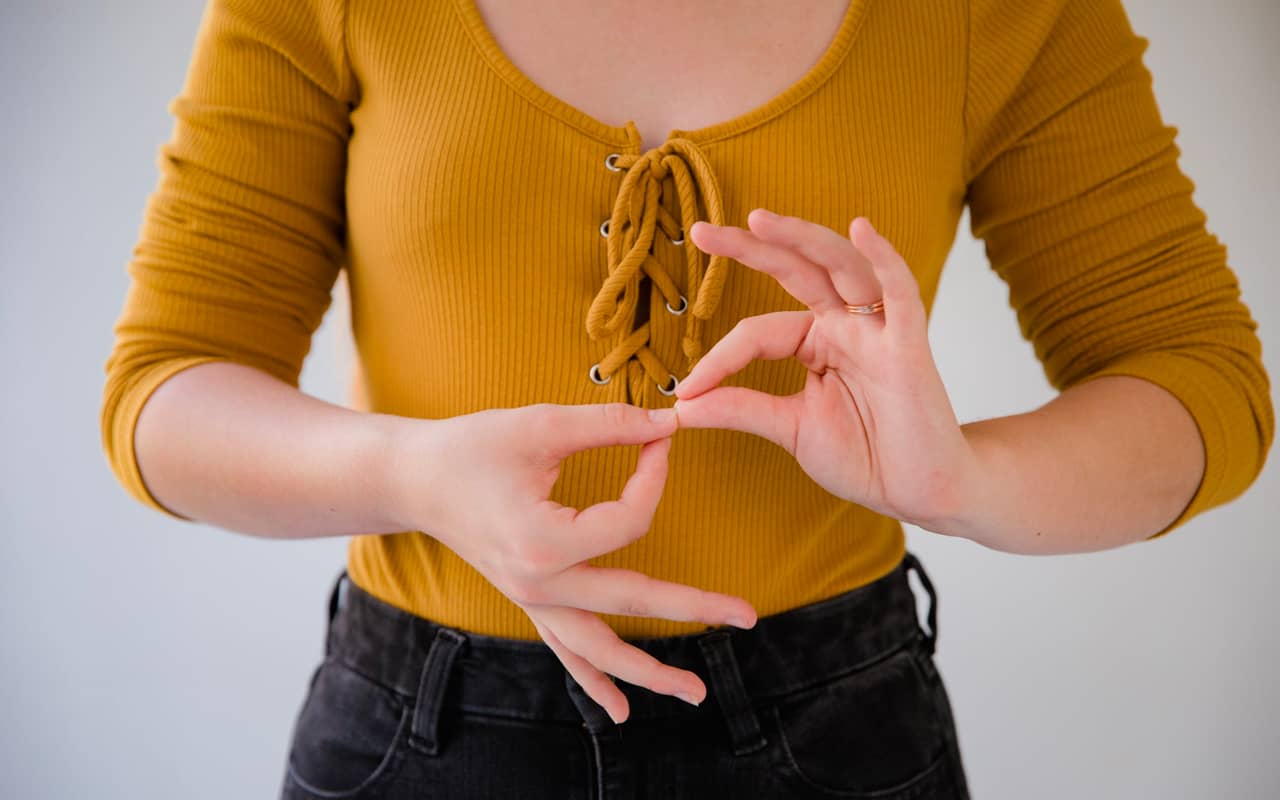 press thum and pointer finger together