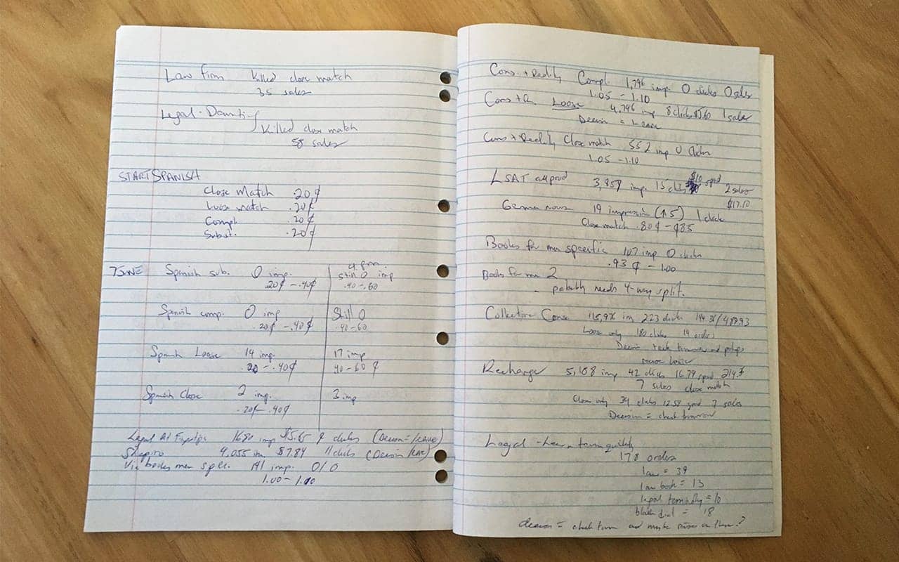 A picture of pages from one of my progress journals