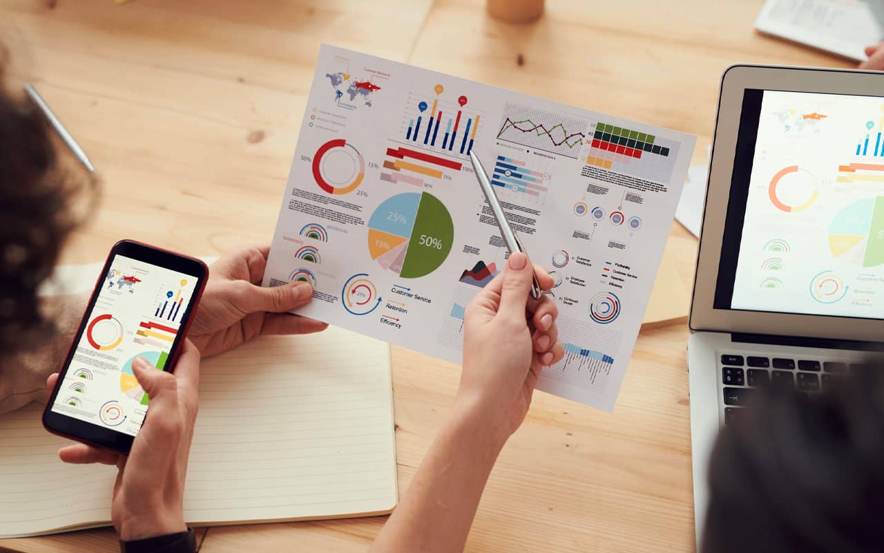scientific data on charts and graphs