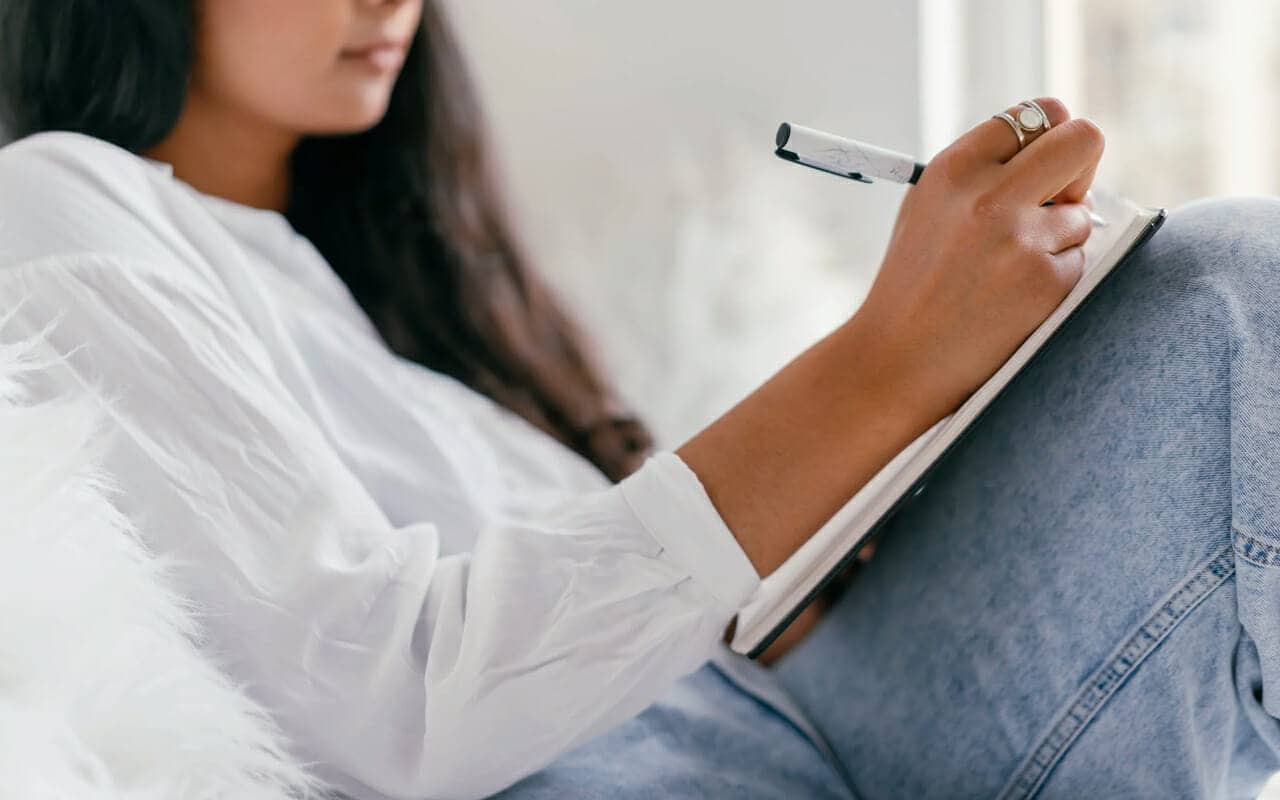 white shirt girl is learning